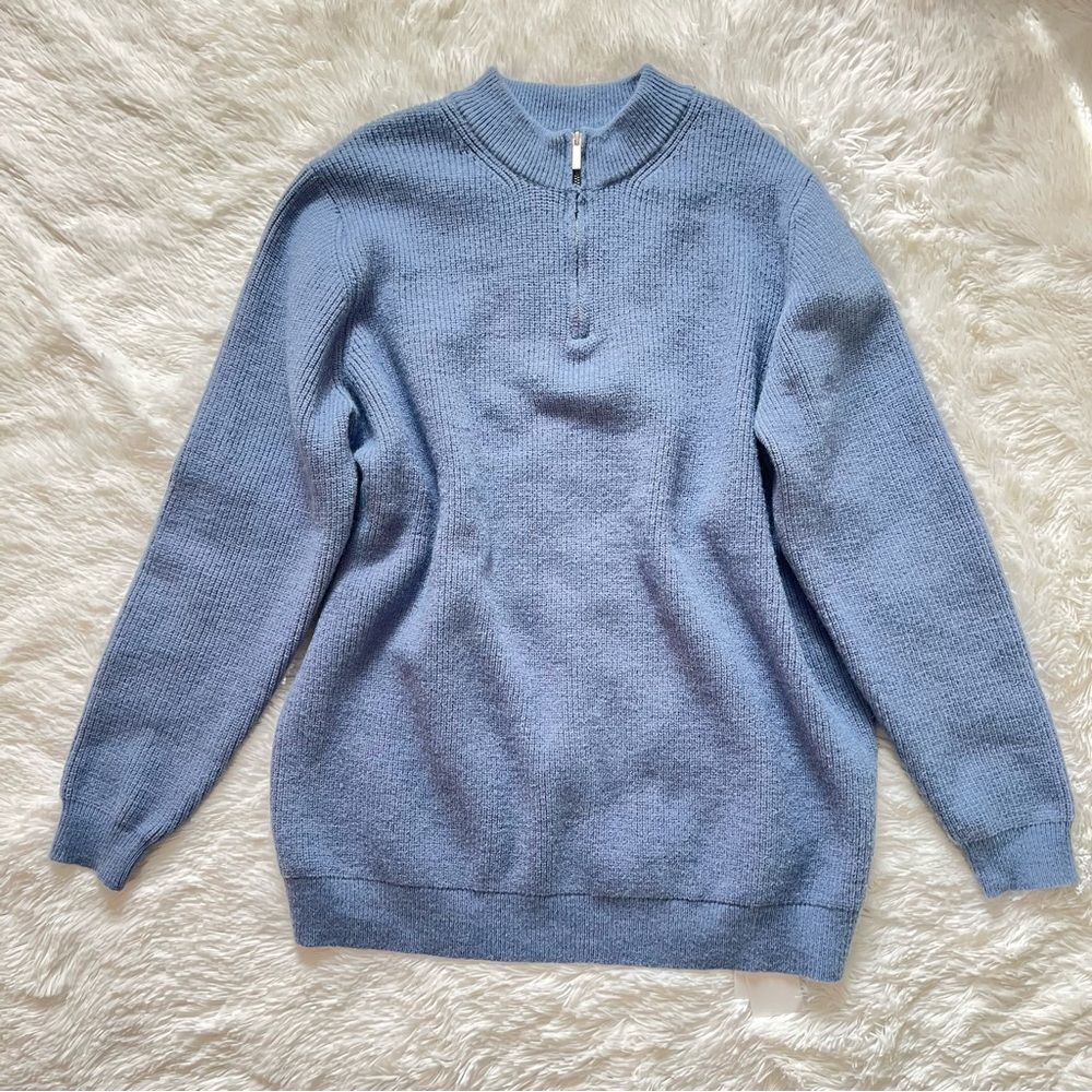 DAZY Men’s Half-Zip Knit Sweater Blue Mock Neck Pullover Size XL